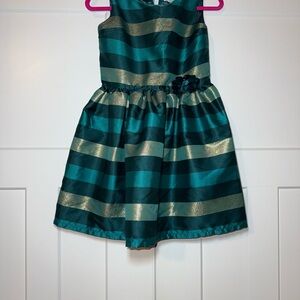 The Children's Place Teal and Gold Striped Dress